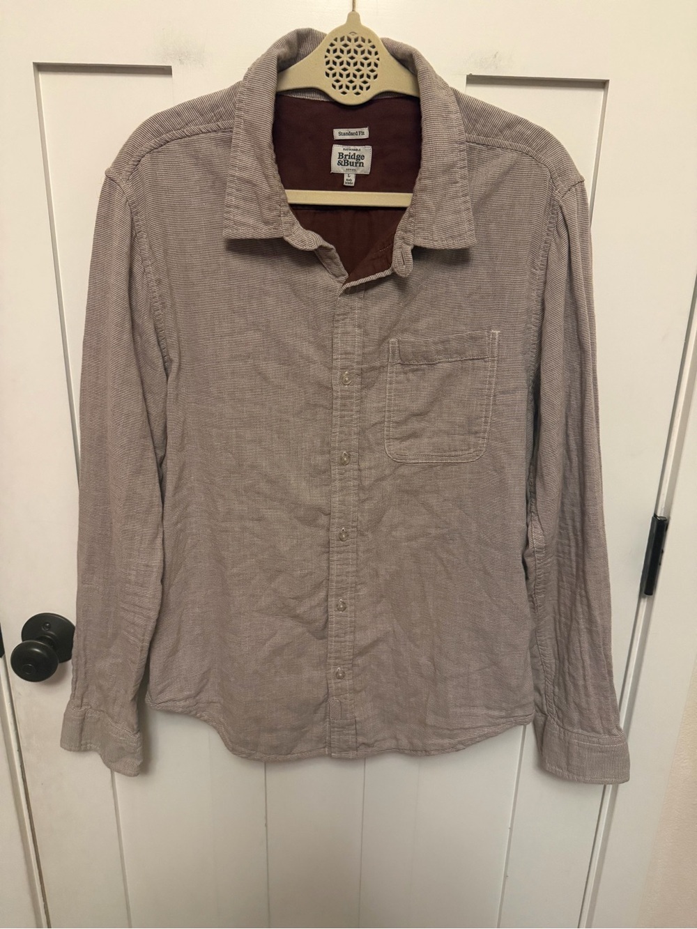 BRIDGE & BURN 100% Organic Cotton Casual Button Down Long Sleeve Shirt Size L